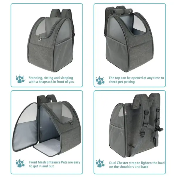 Lightweight Small Dog Backpack with Front Opening and Mesh - Image 3