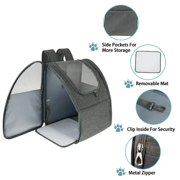 Lightweight Small Dog Backpack with Front Opening and Mesh - Image 4