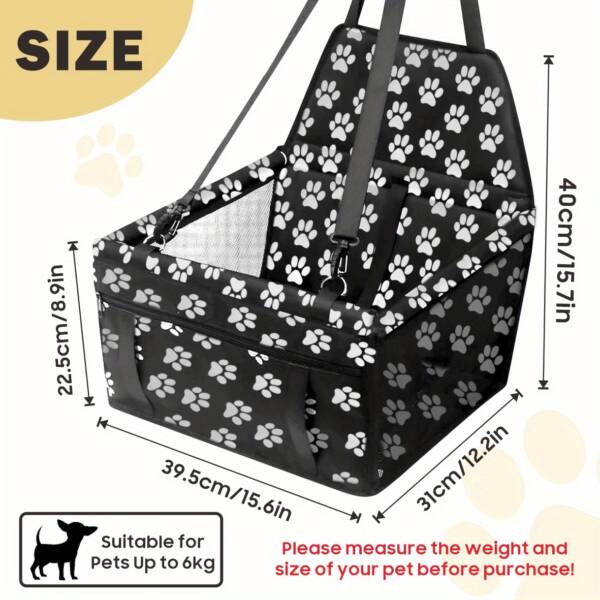 Dog Car Seat Carrier | Safe Folding Pet Basket Handbag - Image 2