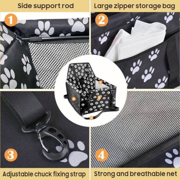 Dog Car Seat Carrier | Safe Folding Pet Basket Handbag - Image 5
