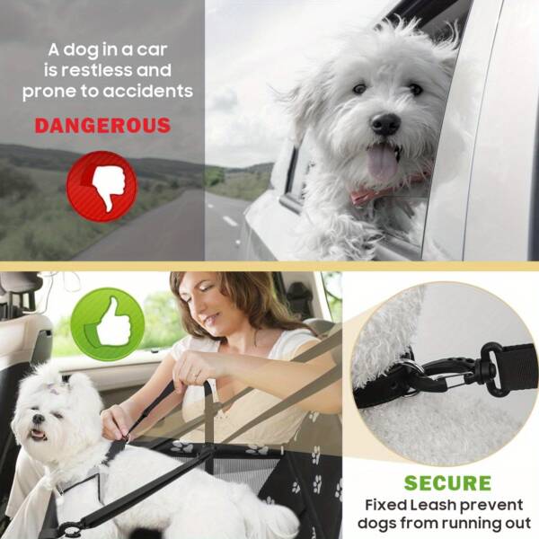 Dog Car Seat Carrier | Safe Folding Pet Basket Handbag - Image 6