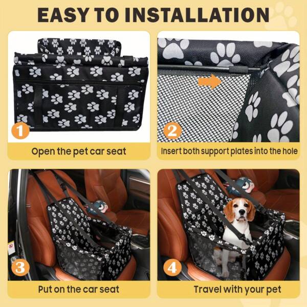 Dog Car Seat Carrier | Safe Folding Pet Basket Handbag - Image 4