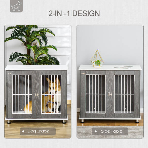 Puppy Cage For Small Dogs | Grey & White Wooden Furniture - Image 3