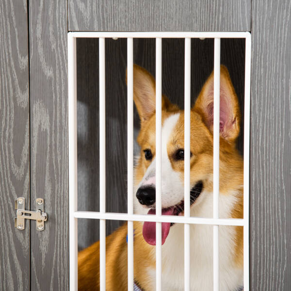 Puppy Cage For Small Dogs | Grey & White Wooden Furniture - Image 6