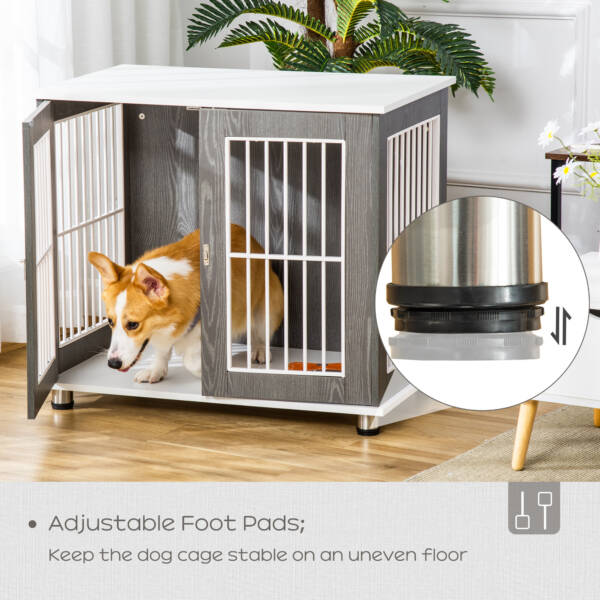 Puppy Cage For Small Dogs | Grey & White Wooden Furniture - Image 7