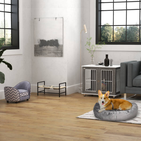 Puppy Cage For Small Dogs | Grey & White Wooden Furniture - Image 8
