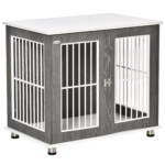 Puppy Cage For Small Dogs | Grey & White Wooden Furniture