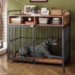 Dog Cage for Large Dogs - Wooden Pet Crate with Storage Drawers