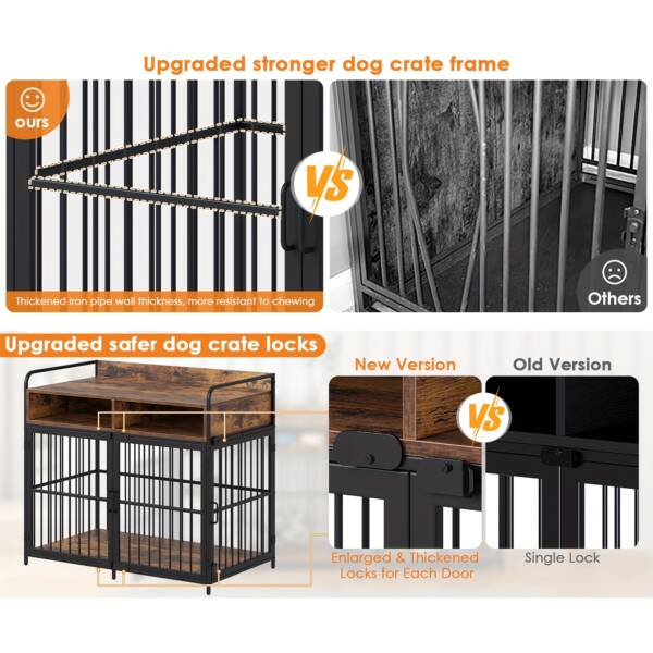 Dog Cage for Large Dogs - Wooden Pet Crate with Storage Drawers - Image 9