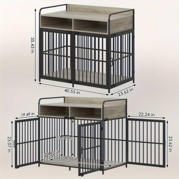 Dog Cage for Large Dogs - Wooden Pet Crate with Storage Drawers - Image 11