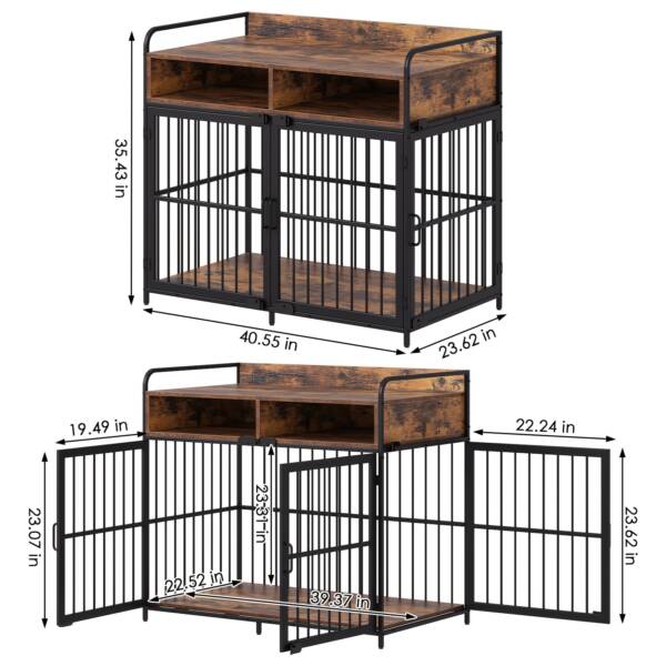 Dog Cage for Large Dogs - Wooden Pet Crate with Storage Drawers - Image 10