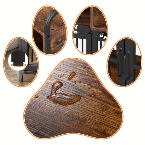 Dog Cage for Large Dogs - Wooden Pet Crate with Storage Drawers - Image 5