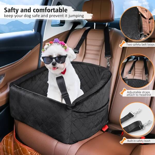 Adjustable Dog Car Seat Carrier with Belt for Safe Journeys - Image 6
